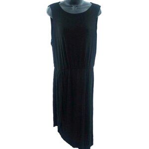 White House Black Market Dress Large Asymmetrical Black Sleeveless Elastic Waist